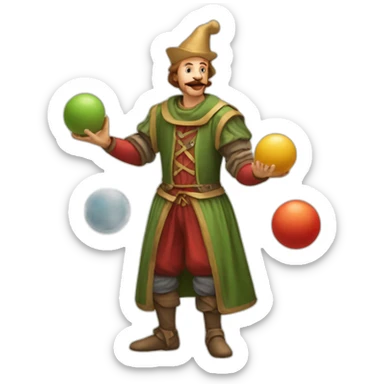 medieval juggler juggling 4 balls sticker