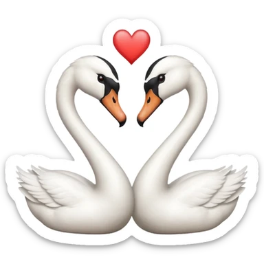 Two swans facing each other head to head, making heart shape sticker