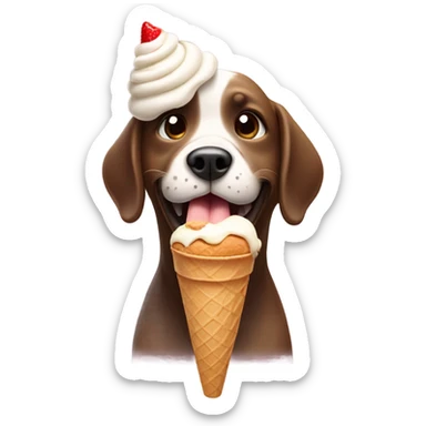 Dog eating ice cream cone sticker