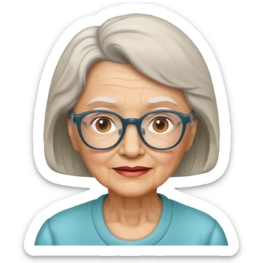 elderly woman with glasses sticker