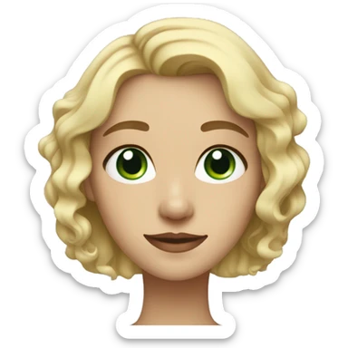 blonde girl with with wavy short bob hair  with blue greenish eyes sticker