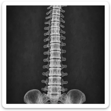 detailed X-ray style illustration of a human spine, monochrome, medical look sticker