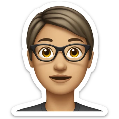 brunnete girl with short hair wearing glasses sticker