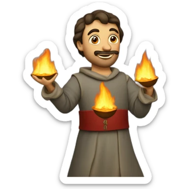 medieval fire eater acting for audience, torso, without the audience sticker