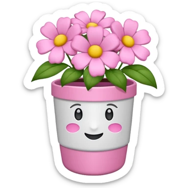 vaso branco com laço rosa sem flores sticker