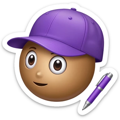A plastic brown ball cap and the long rectangle purple. (With a pen) And looks like a BFDI style sticker