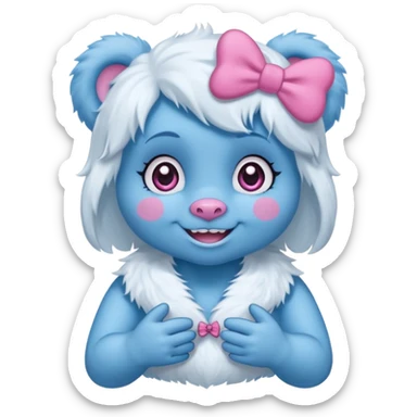 blue girl care bear yeti with bow sticker