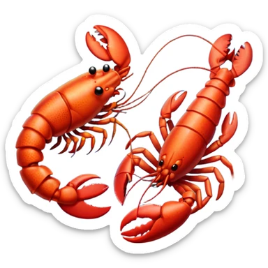 Lobster fighting shrimp  sticker