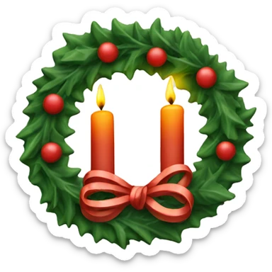 Two candle with christmas wreath sticker