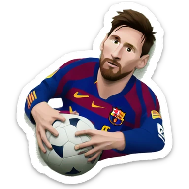 lionel messi laying on the ground sticker