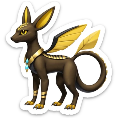 Shiny 4-legged Umbreon-Anubis-Salandit-Beedrill-Zeraora-fusion, full body sticker