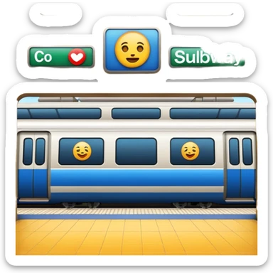 train station with subway station feel, emoji style sticker