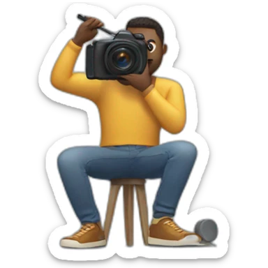 a man shooting his own video in a small studio sticker