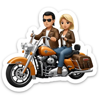 Un couple de biker sur une harley road king sticker