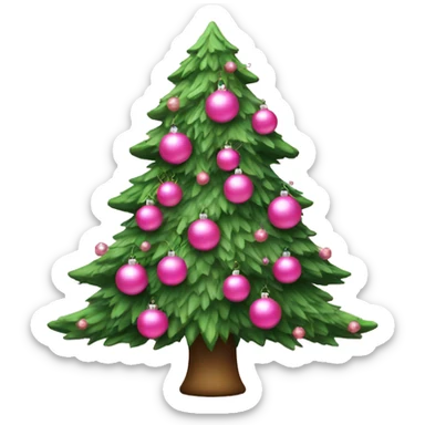 christmas tree with pink ornaments and pink bows sticker