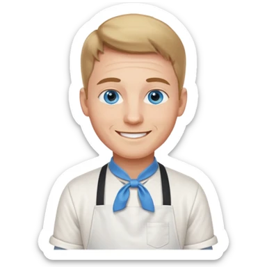 hold men blue eyes, apron  sticker