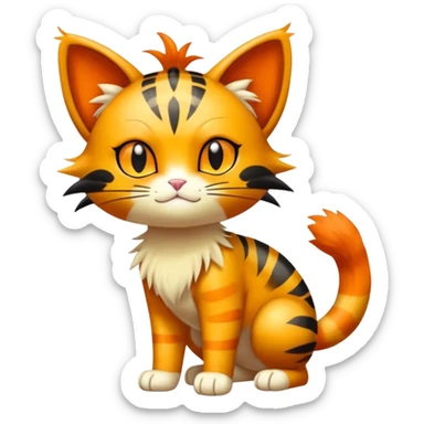 Shiny Cute Adorable Meowth-Litten-Litleo-Hybrid-Creature with pattern-markings sticker