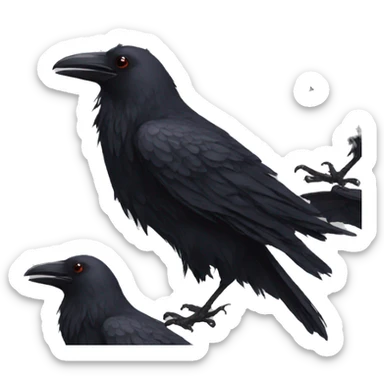 Black raven heart sticker