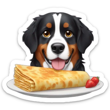 bernese dog eating crepe sticker