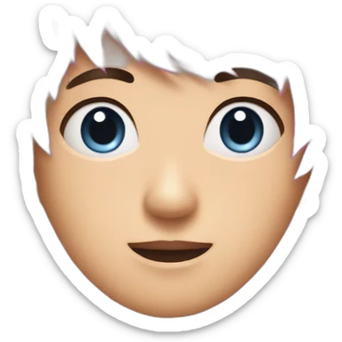 Asian boy, with a cute face and eye bags and pink eyes. Blue streaks in hair sticker