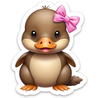 Platypus with a pink bow sticker
