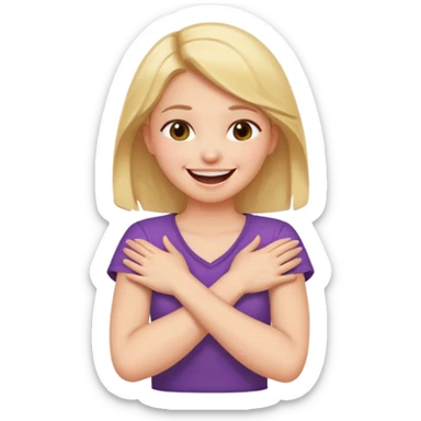 Arms crossed holding neck girl laughing sticker