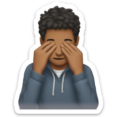 Young man covering his face sticker