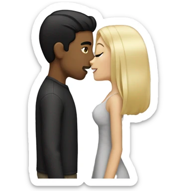 Blonde guy kissing girl with black hair sticker