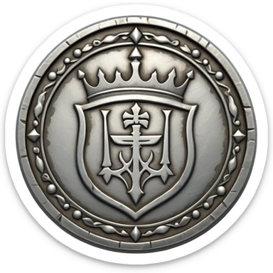 ancient medieval silver coin with worn edges and royal symbol sticker