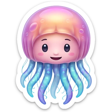 dreamy pastel jellyfish with a gentle smile sticker
