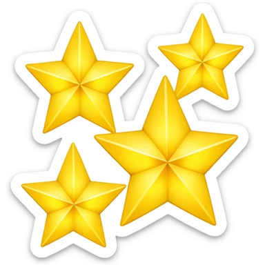 three glowing four-angled yellow stars - two big and one smaller sticker