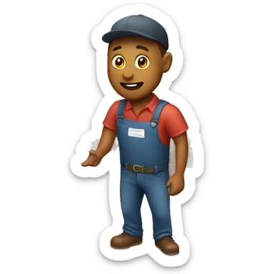 a delivery guy handles a box to customers sticker