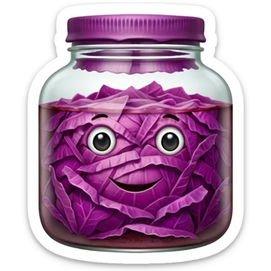 jar of red fermented cabbage, visible texture. sticker