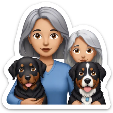 Black labrador Gray hair Woman and Bernese mountain dog sticker