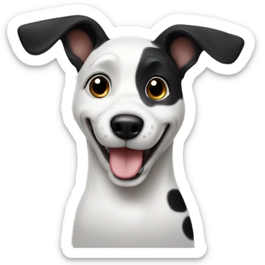 white dog with black spots and black ears smiling and giving a thumbs up sticker
