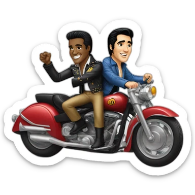 Elvis Presley and Pelé in a motorcycle sticker