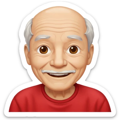 elderly man with red shirt sticker