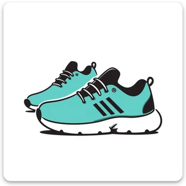 turquoise running shoes, athletic footwear, blue-green sneakers sticker