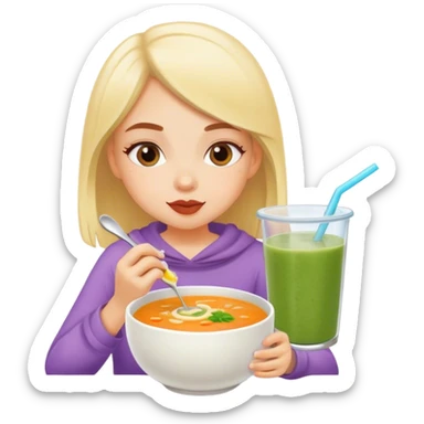 Girl eating soup and smoothie sticker