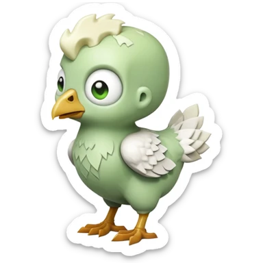 small square-shaped Minecraft baby zombie riding a tiny white chicken sticker