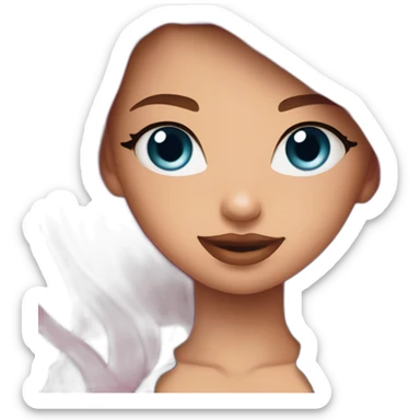 sexy; rock; leather; girl; pink and blue long smooth hair; sticker