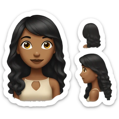 girl with black hair and Carmel skin  sticker