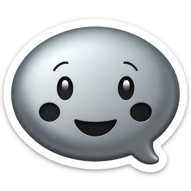 emoji chat burbulas juodai baltas su mettalic efektu sticker