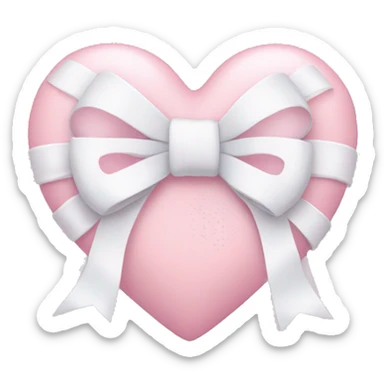Pastel pink heart with white bow sticker