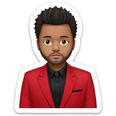 The Weeknd with black shirt, red suit jacket sticker