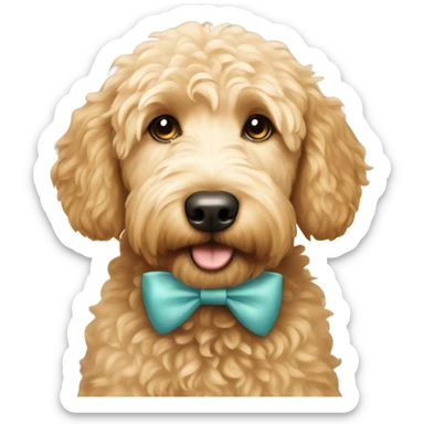 Golden doodle with bow sticker