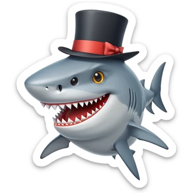 Shark with a top hatrr sticker