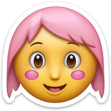 Ein gelber runder Emoji der süß guckt und um ihn herum sind die kleine Herzen sticker