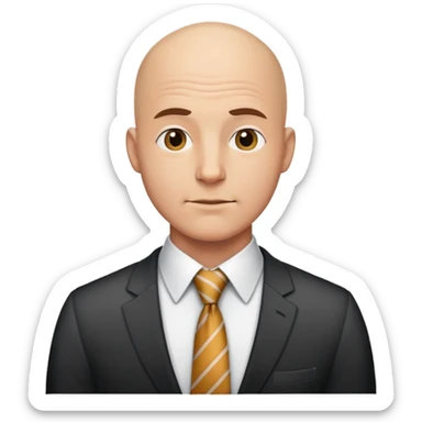 bald man in necktie portrait sticker