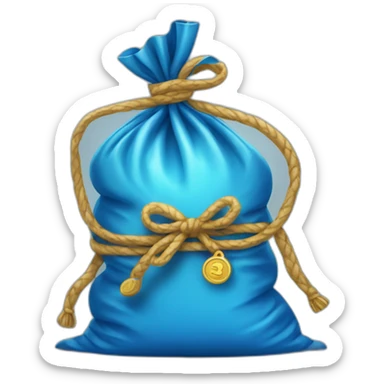 sack of blue shiny coins sticker